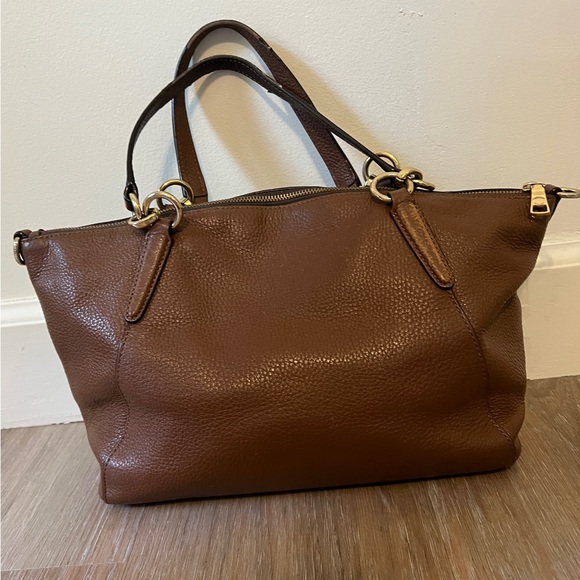 Coach Kelsey Small Satchel Bag Brown Pebbled Leather Gold Hardware G1892-F28993 - Picture 2 of 13